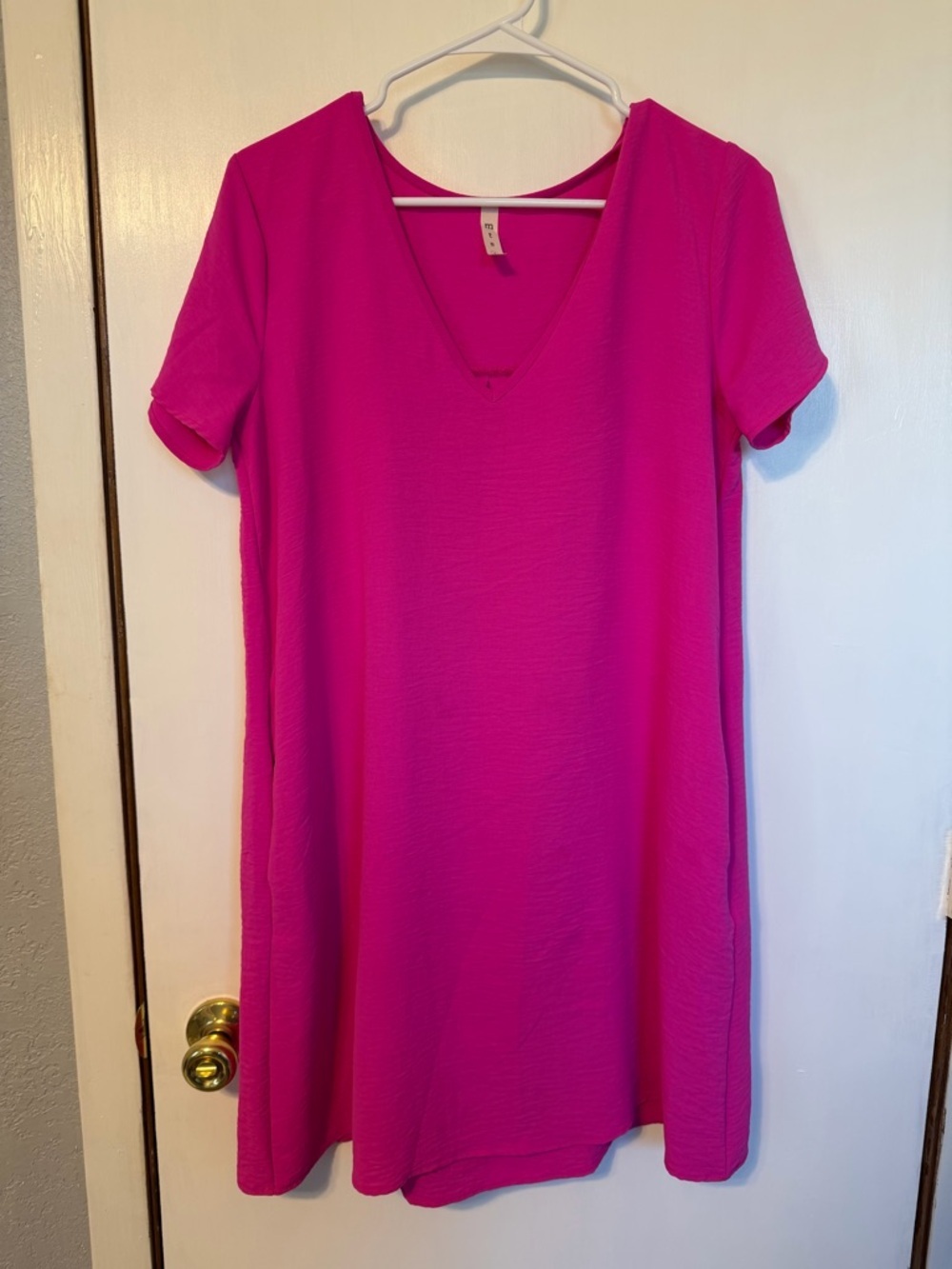 mts Bright Fuchsia V-Neck Top